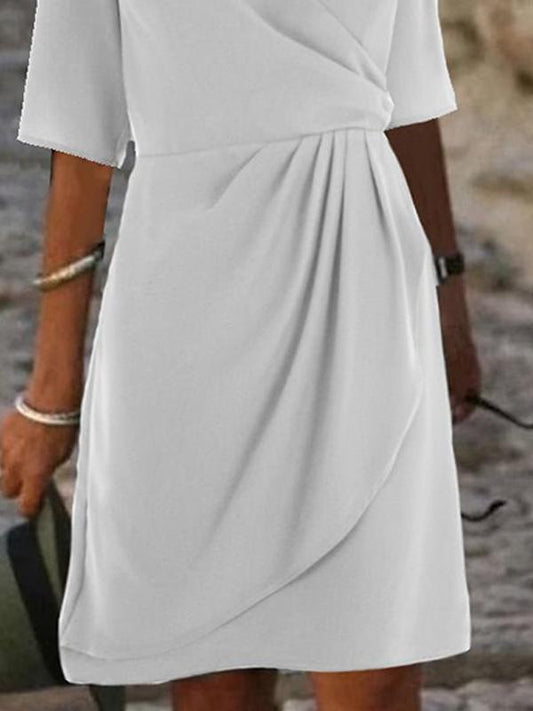 Cotton and Linen Daily Cross V-Neck Midi Dress