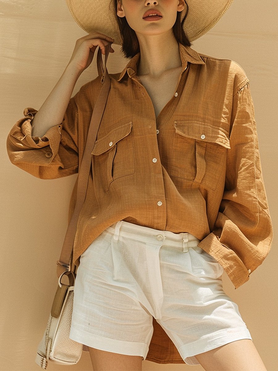 Everyday Linen Shirt Collar Casual Shirt