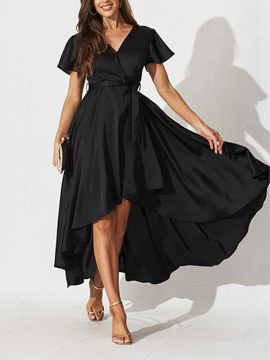 Satin V-neck Maxi Dress