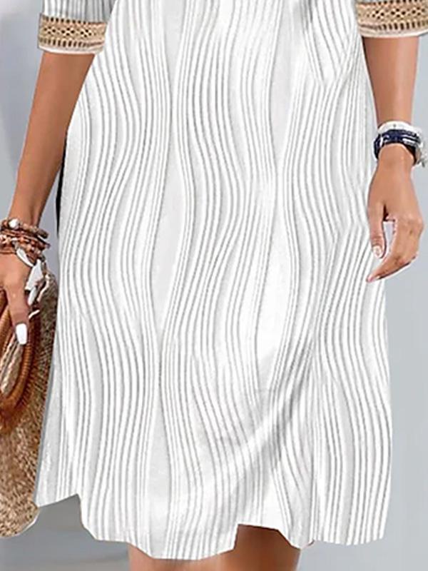 V Neck Printed Everyday Midi Dress