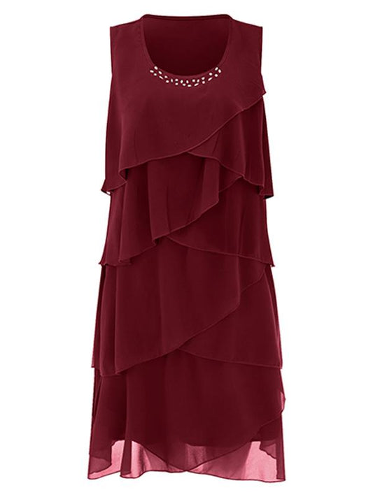 Fashionable Rhinestone Sleeveless Midi Dress