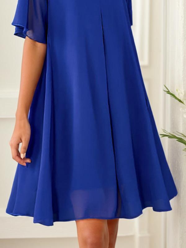 Short-sleeved Chiffon Everyday Versatile Midi Dress