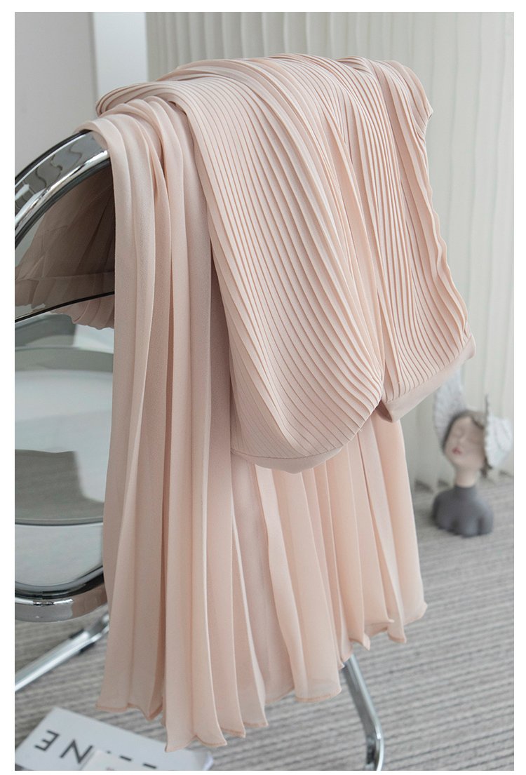 Gentle Pink Pleated Skirt High Waist Vest Dress