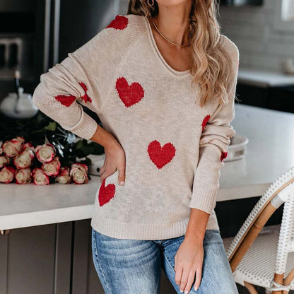 Heart Pattern Knit Sweater