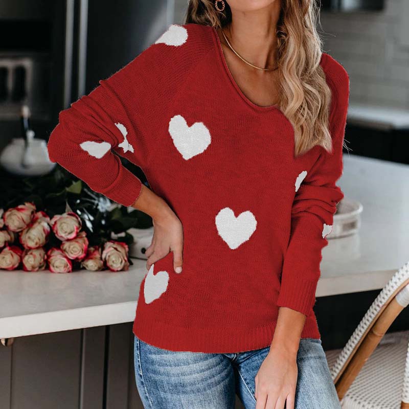 Heart Pattern Knit Sweater