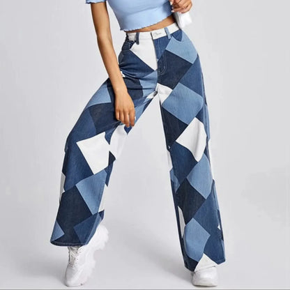 Monica Chequered Denim Jeans