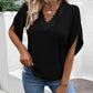 Flared Sleeves Lace-trimmed V-neck Blouse