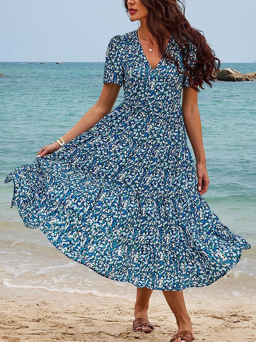 V-Neck Floral Maxi Dress