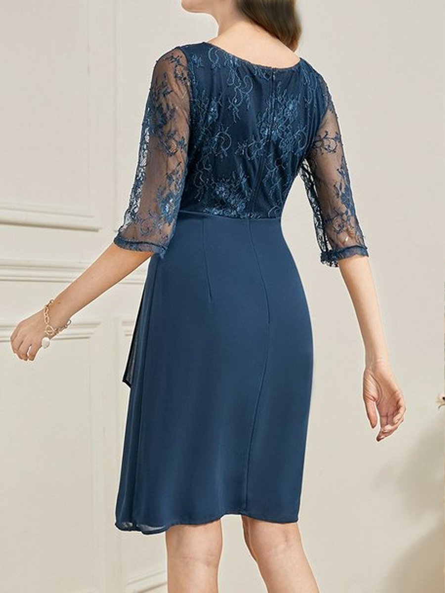 Lace Panel Round Neck Dress