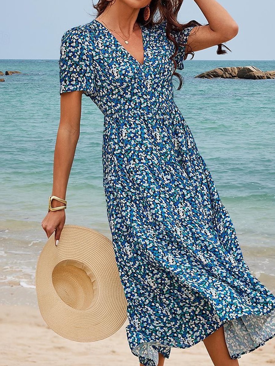 V-Neck Floral Maxi Dress