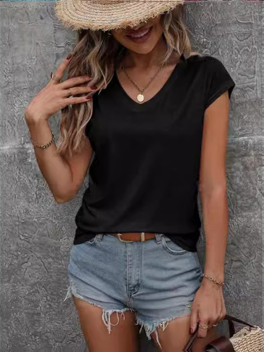 V-Neck Short-Sleeved T-Shirt