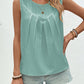 U-neck Pleated Solid Color Sleeveless Top