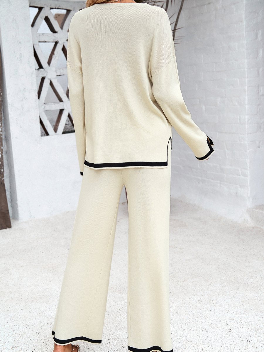 Stylish Casual Solid Color Knitted Long-sleeve Suit