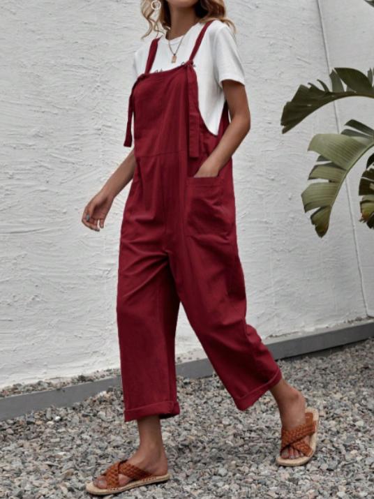 Leisure Oversize Solid Color Jumpsuits