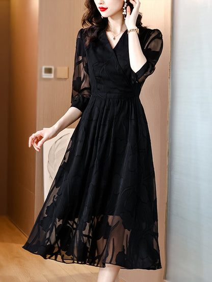 Black Rose Chiffon Dress