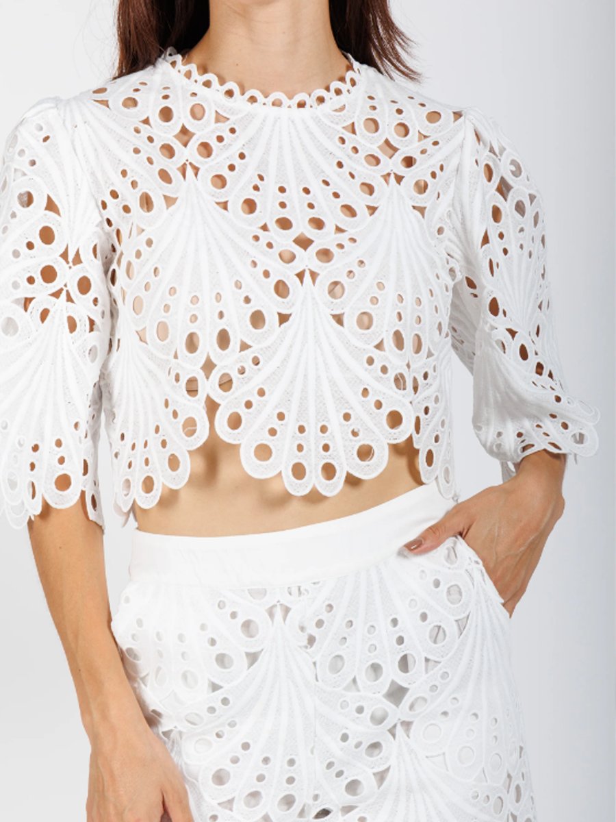 Elegant Shell Lace T-Shirt Set