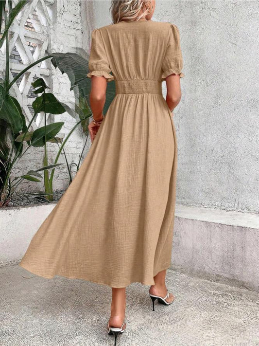 Elegant High-waist Slit Hem Dress