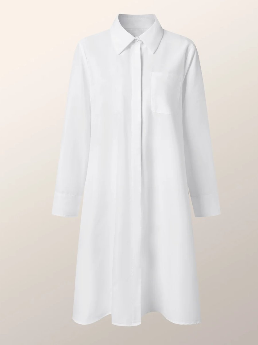 Long Sleeve Shirt Simple Midi Dress