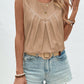 U-neck Pleated Solid Color Sleeveless Top