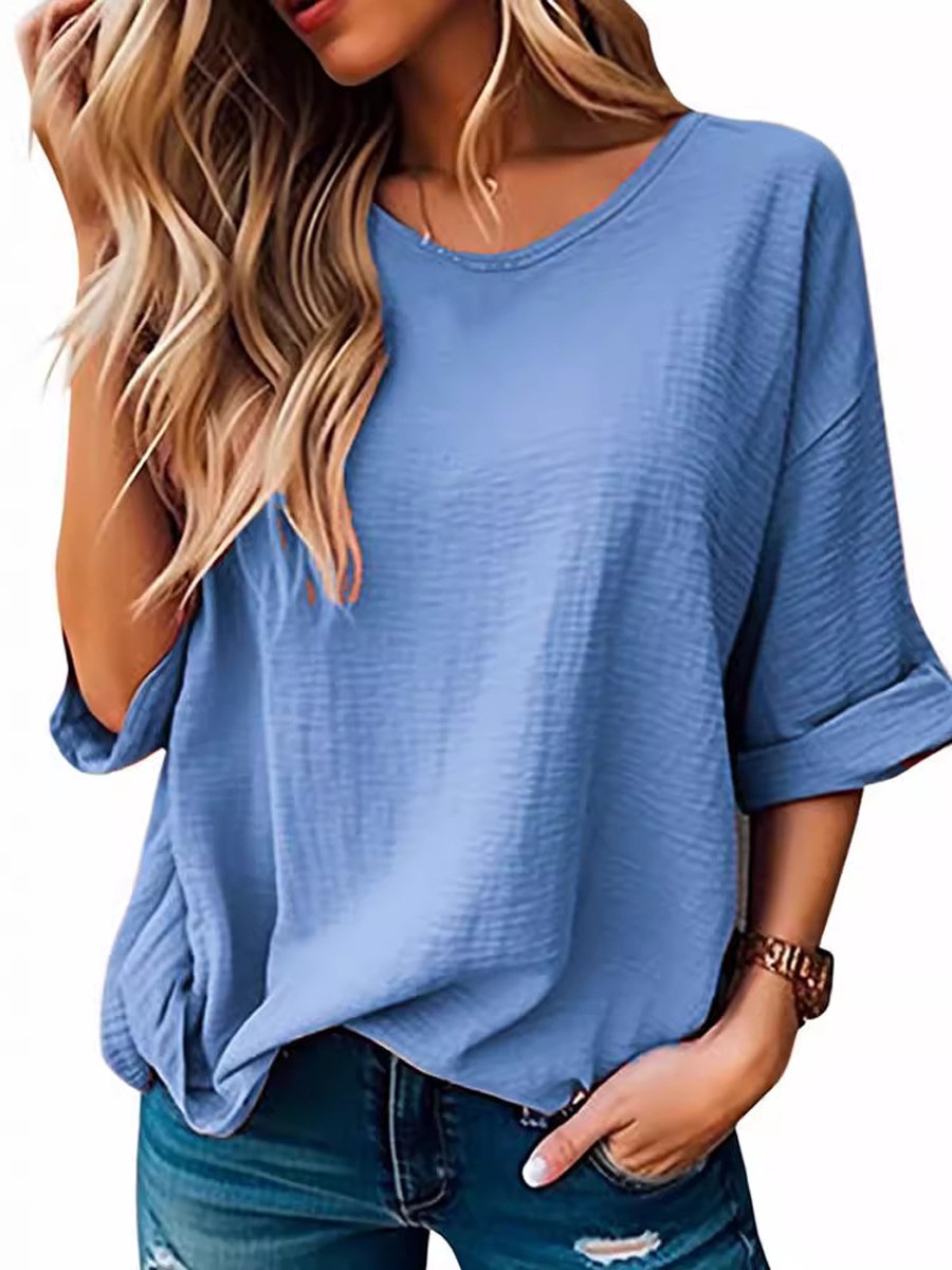 Casual Round Neck Short Sleeve T-Shirt