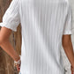 Holiday Fashion Hollow Jacquard Stripe Texture Short Sleeve Shirt