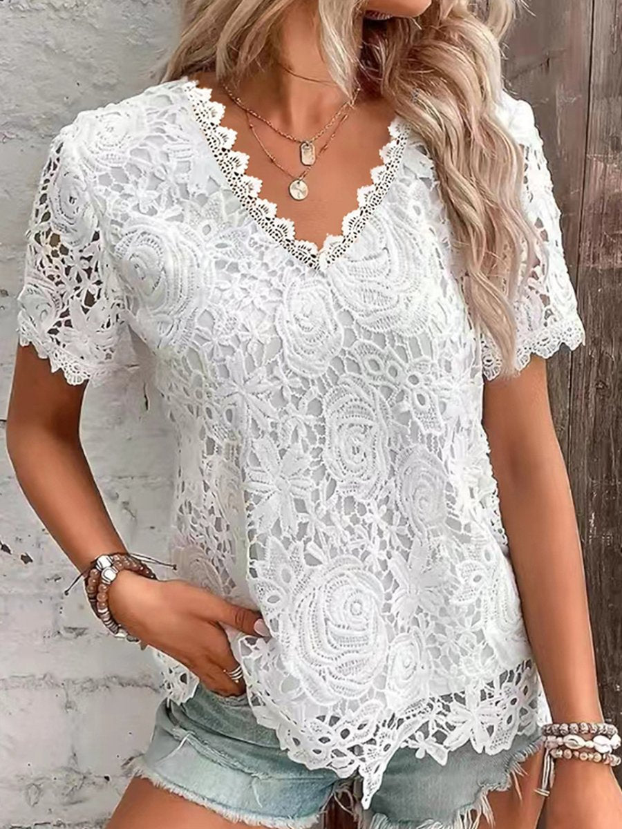 Lace Short-Sleeved T-Shirt