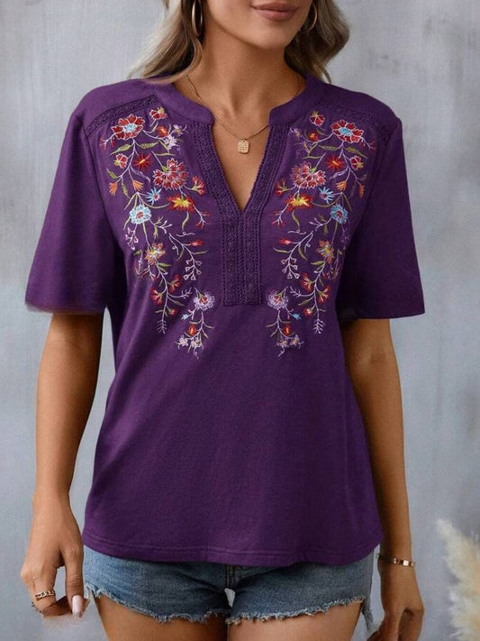 Ethnic Embroidered Lace Tirm Patchwork Top