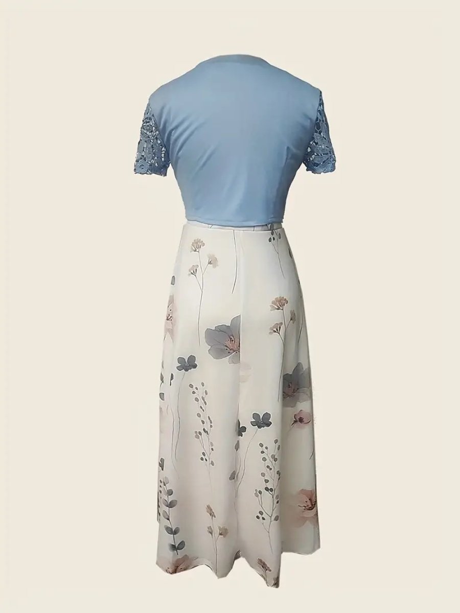 Elegant Floral Printed Sleeveless Dress and Cardiagn Set