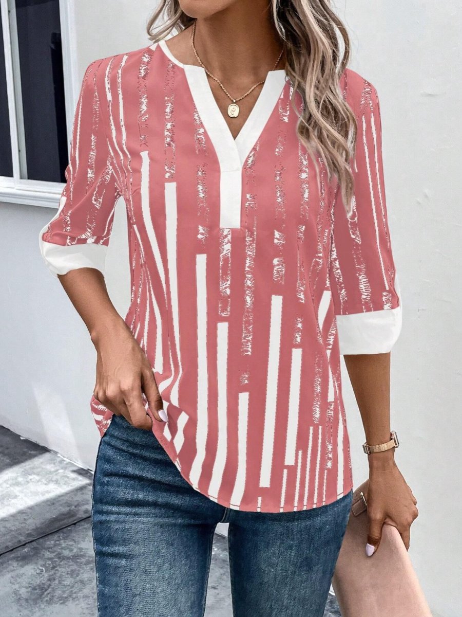 Color Block Floral Print Half Sleeve Shirt