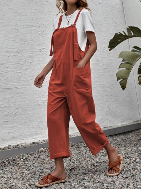 Leisure Oversize Solid Color Jumpsuits