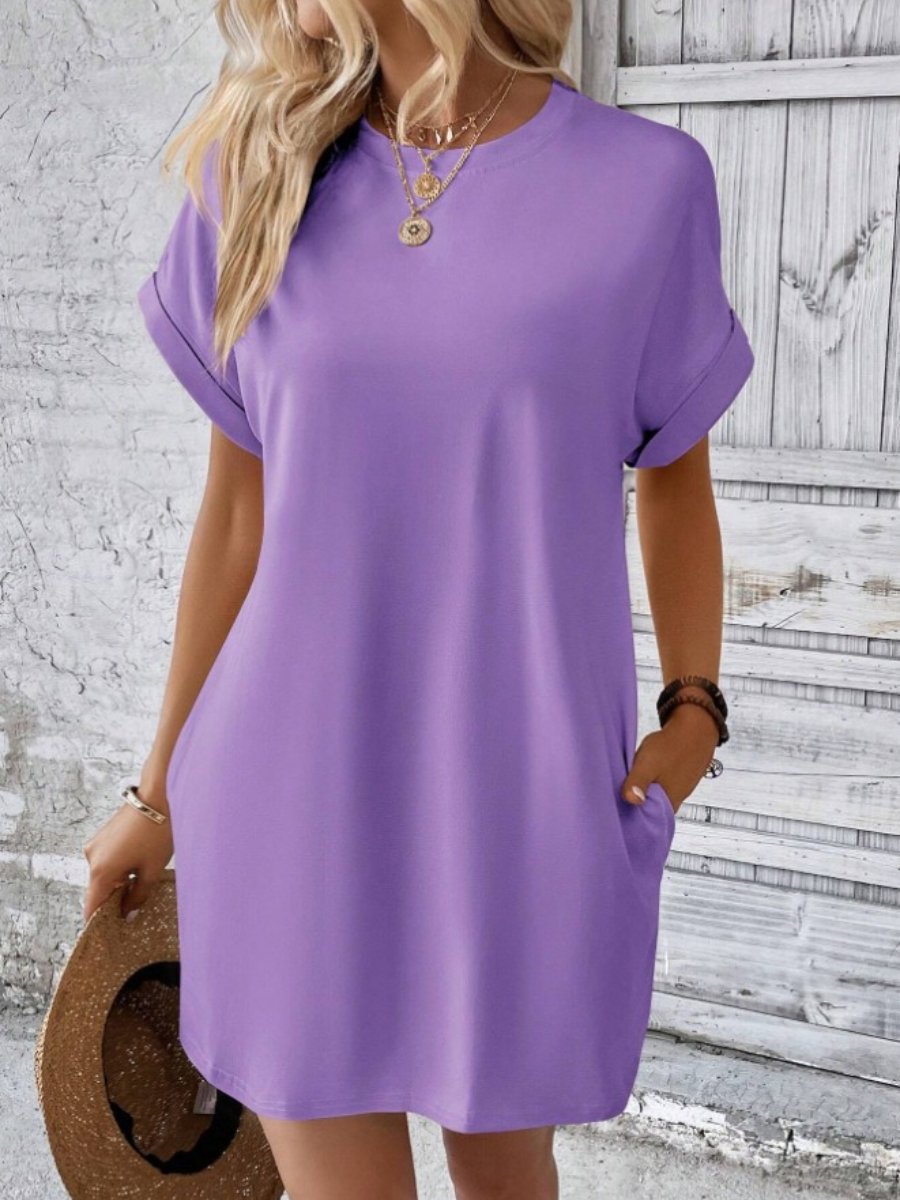 Batwing Sleeves Hidden Pockets Casual Dress