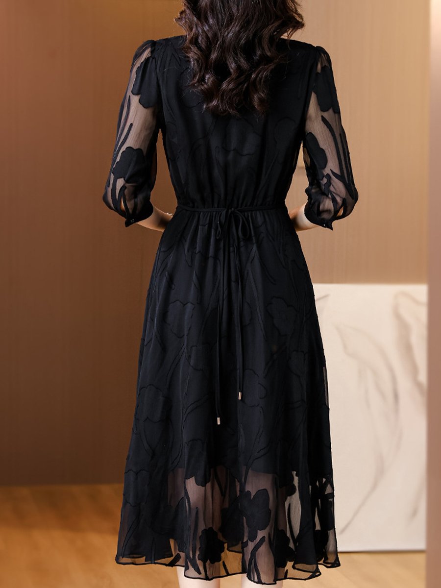 Black Rose Chiffon Dress