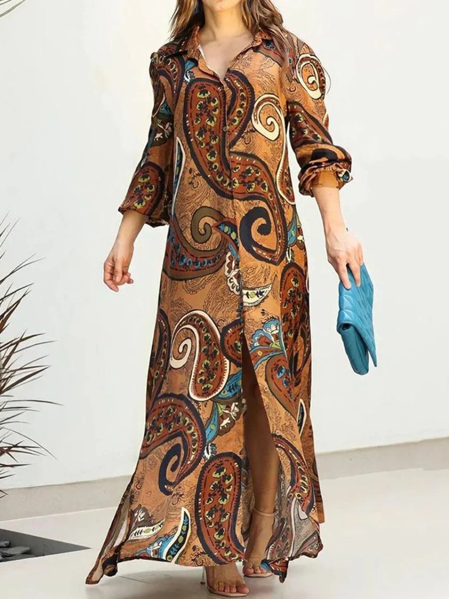 Fashion Printed Plus Size Shirt Dress