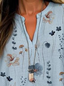 Floral Shirt Collar Loose Blouse