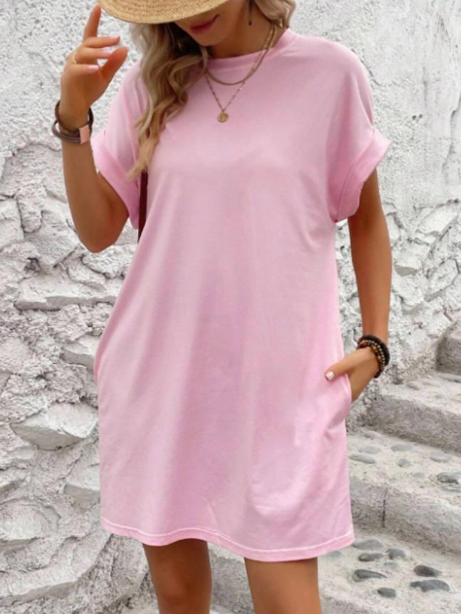 Batwing Sleeves Hidden Pockets Casual Dress