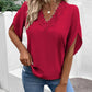 Flared Sleeves Lace-trimmed V-neck Blouse