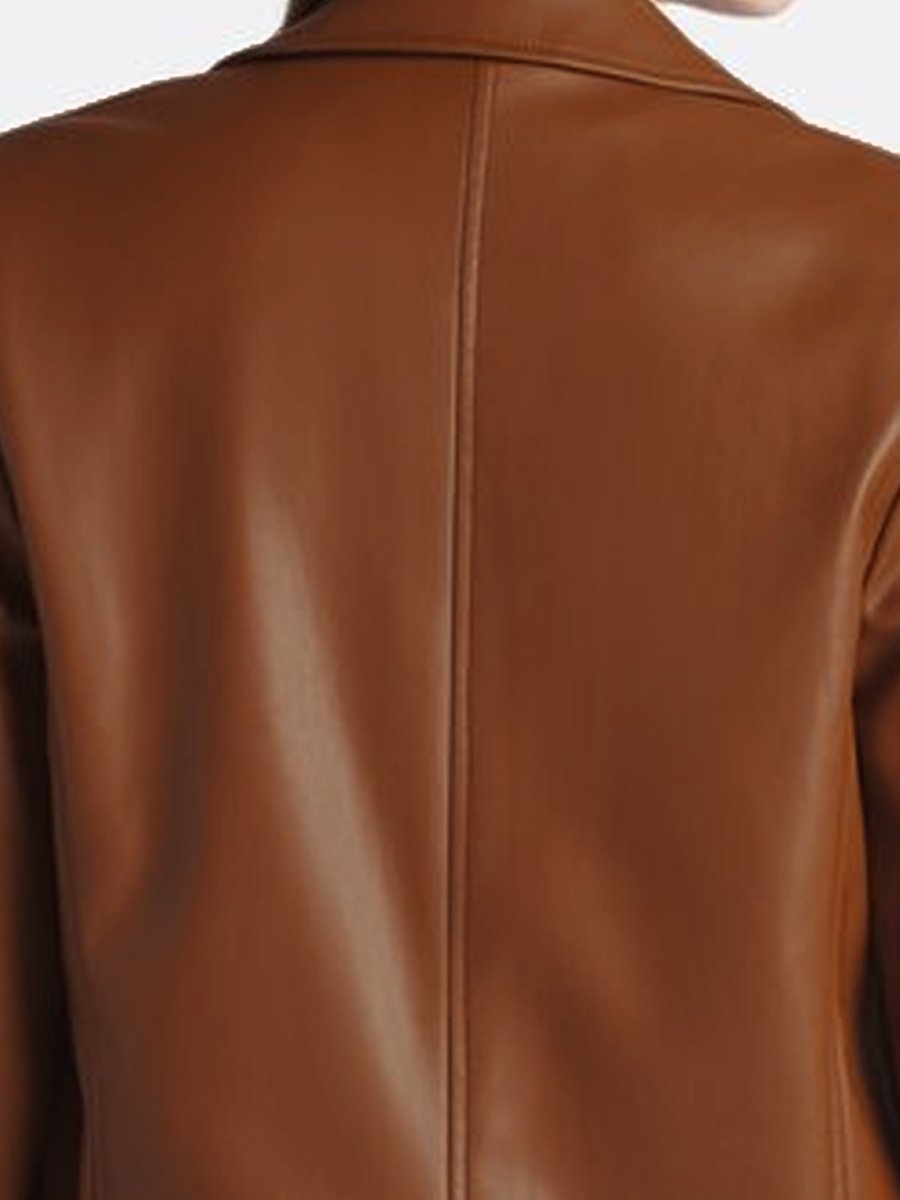 V-Neck Leather Suit Pants Two-piece Set