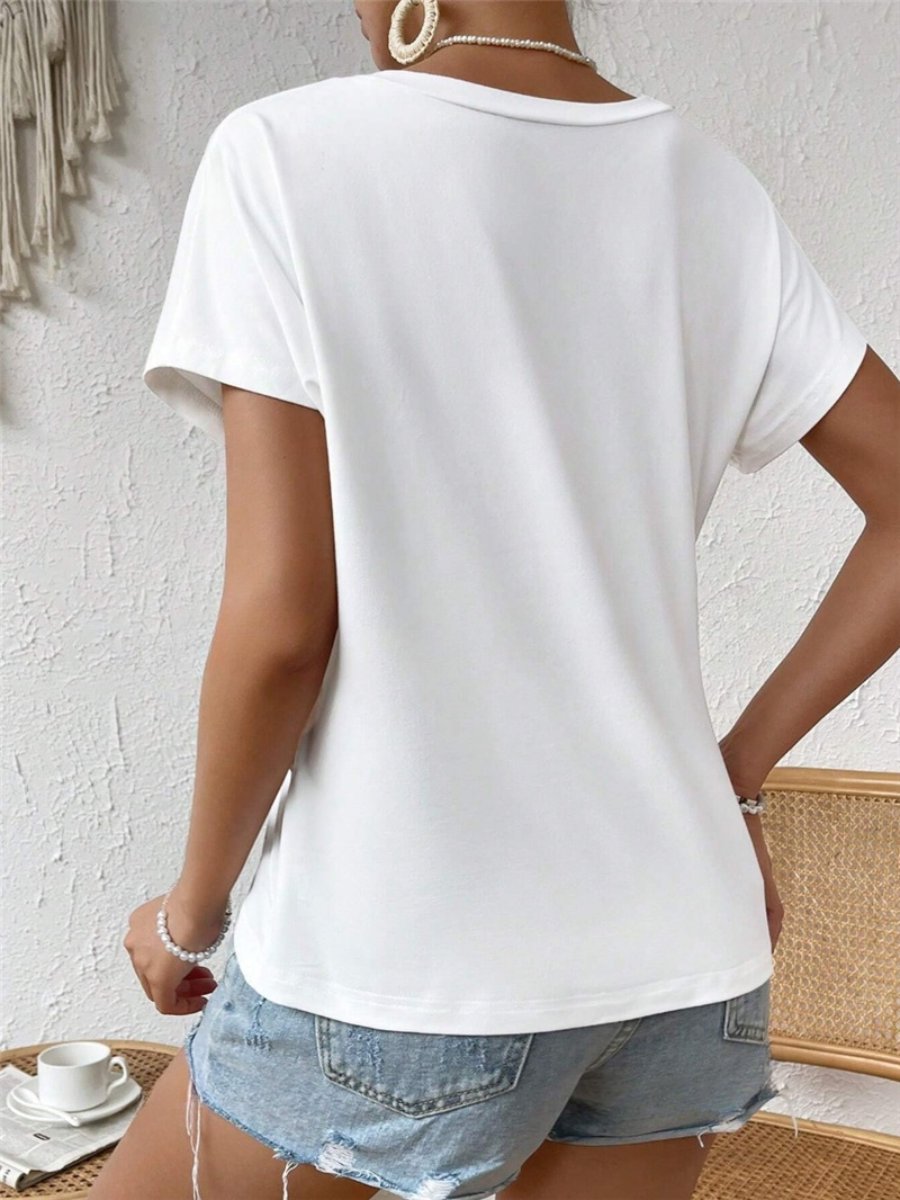 Irregularly Knotted Hem Short-sleeve T-shirt