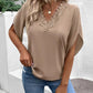 Flared Sleeves Lace-trimmed V-neck Blouse