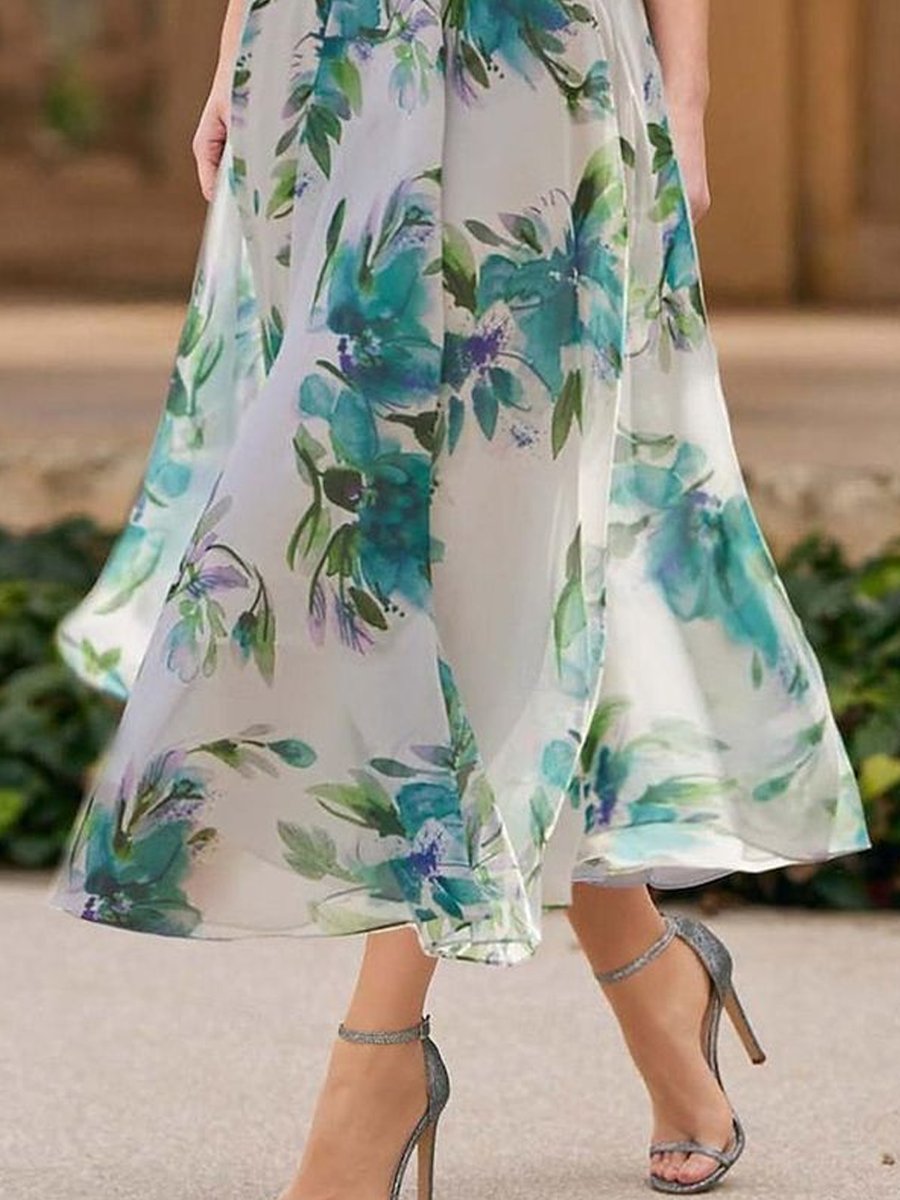 Elegant Ruffled Sleeves Chiffon Dress