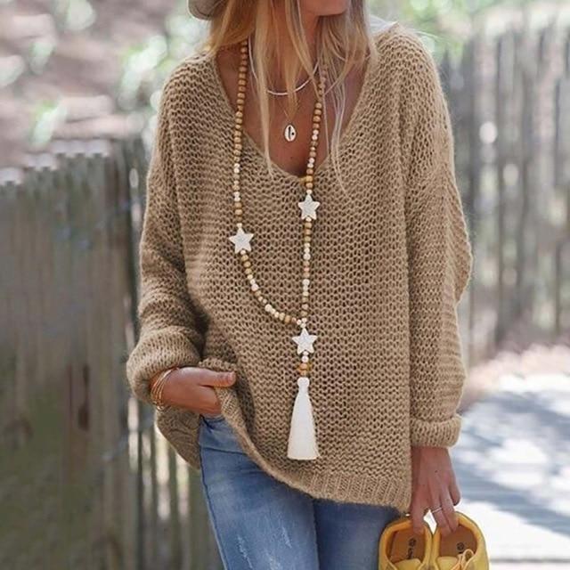 Sexy Loose V-Neck Sweater