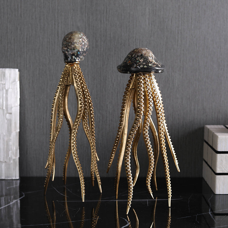 Levitating Octopus And Jellyfish Tabletop Figurine