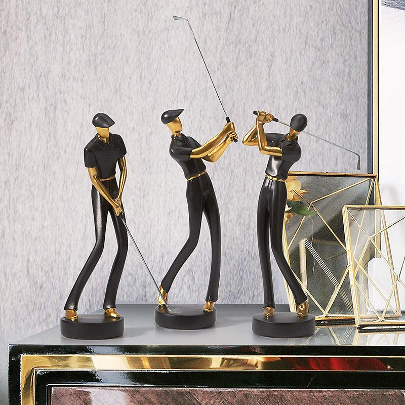 Modern Swinging Golfer Figurines