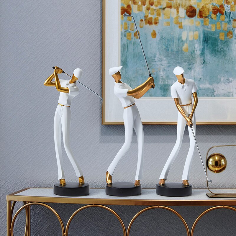 Modern Swinging Golfer Figurines