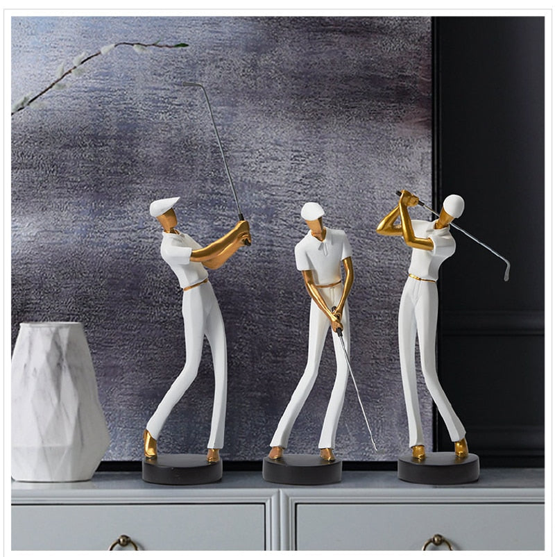 Modern Swinging Golfer Figurines