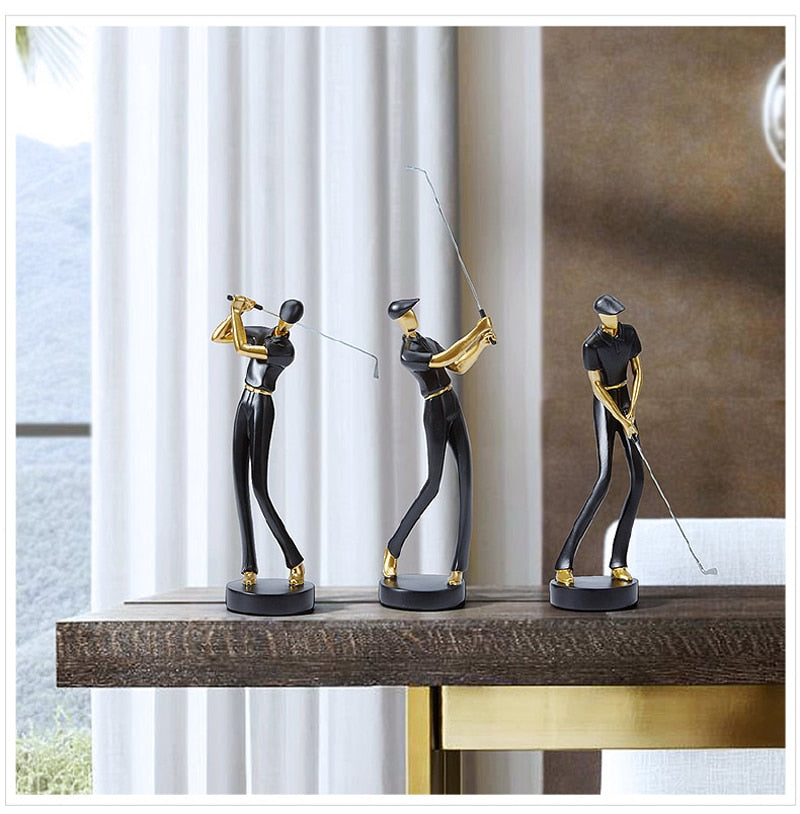 Modern Swinging Golfer Figurines