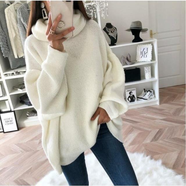 Loose Turtleneck Solid Sweater