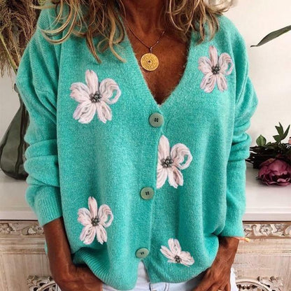 Floral Embroidery Casual Cardigan