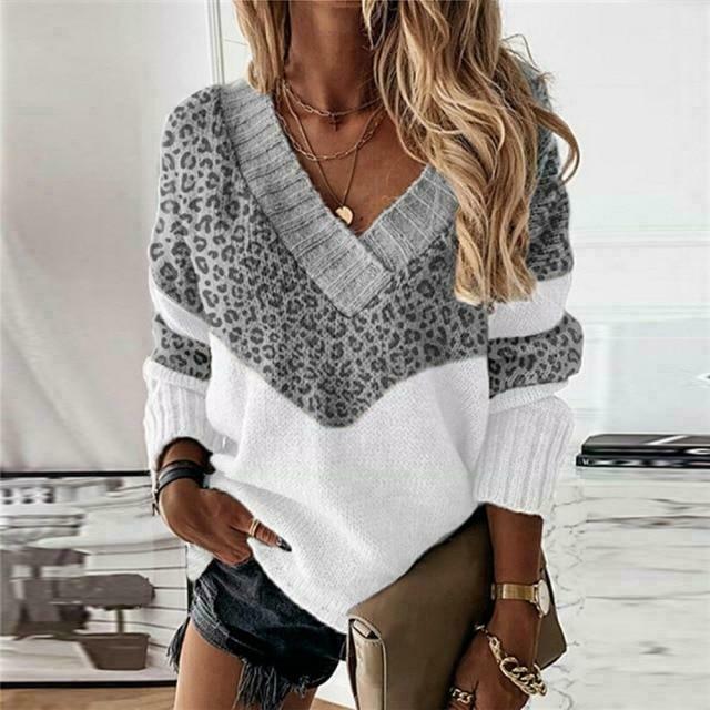 Leopard Print Patchwork Sweater