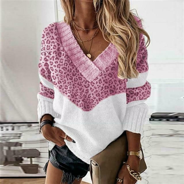 Leopard Print Patchwork Sweater